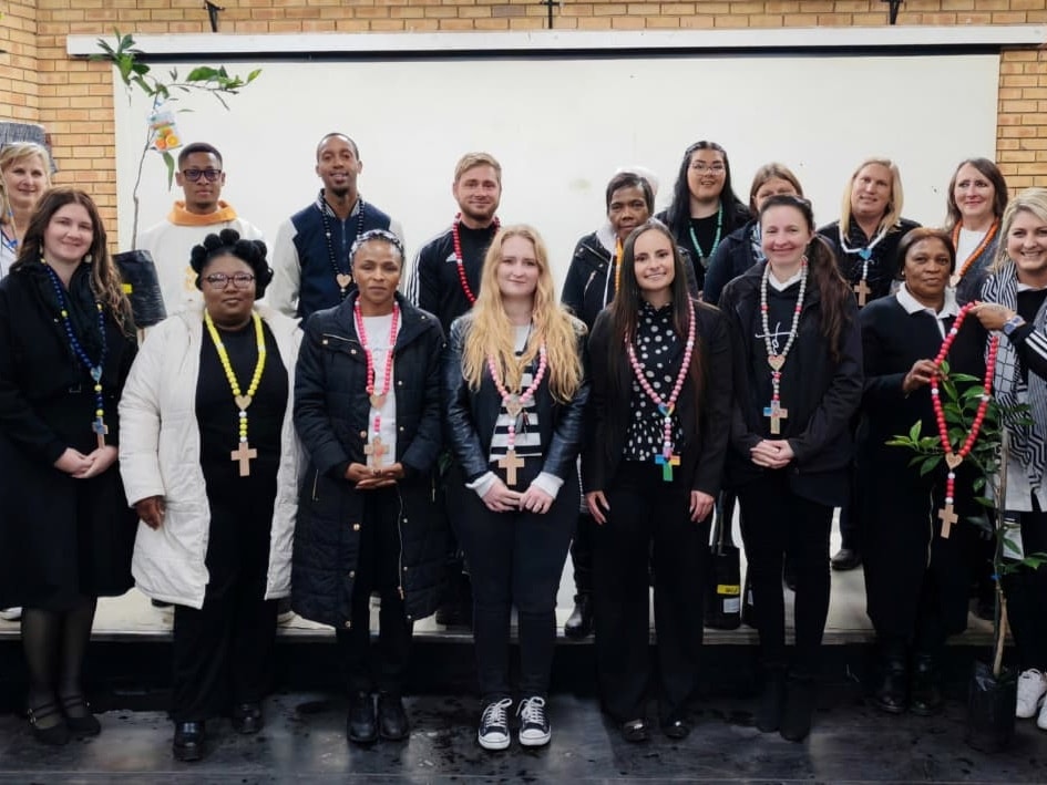 Sancta Maria staff with rosaries